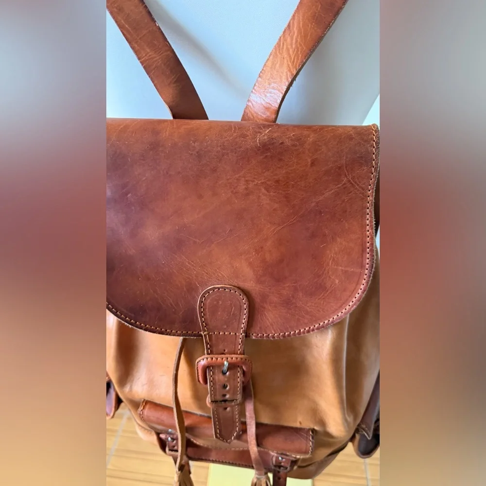 Cowhide Leather Handmade Large Backpack